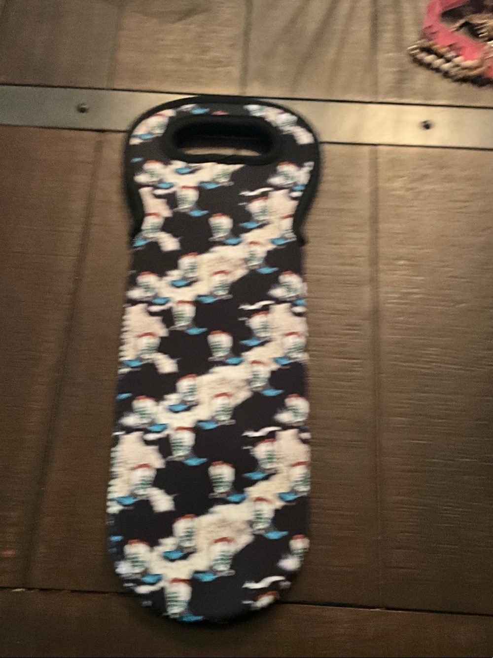 Neoprene Bottle Carrier- Navy Cowboy Print - Picture 2 of 5